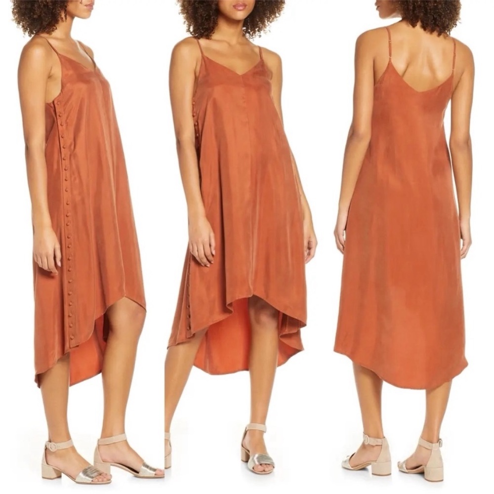 Sancia Claudia High Low Button Side Terracotta Dress